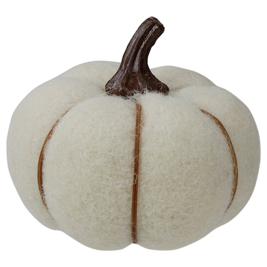 5&#x22; Cream &#x26; Brown Fall Harvest Tabletop Pumpkin